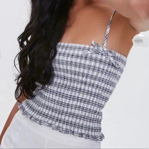 Forever 21 Smocked plaid cropped cami-size M(BNWT) 100% Cotton